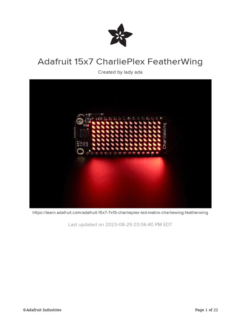 Adafruit 15x7 7x15 Charlieplex Led Matrix Charliewing Featherwing | PDF ...