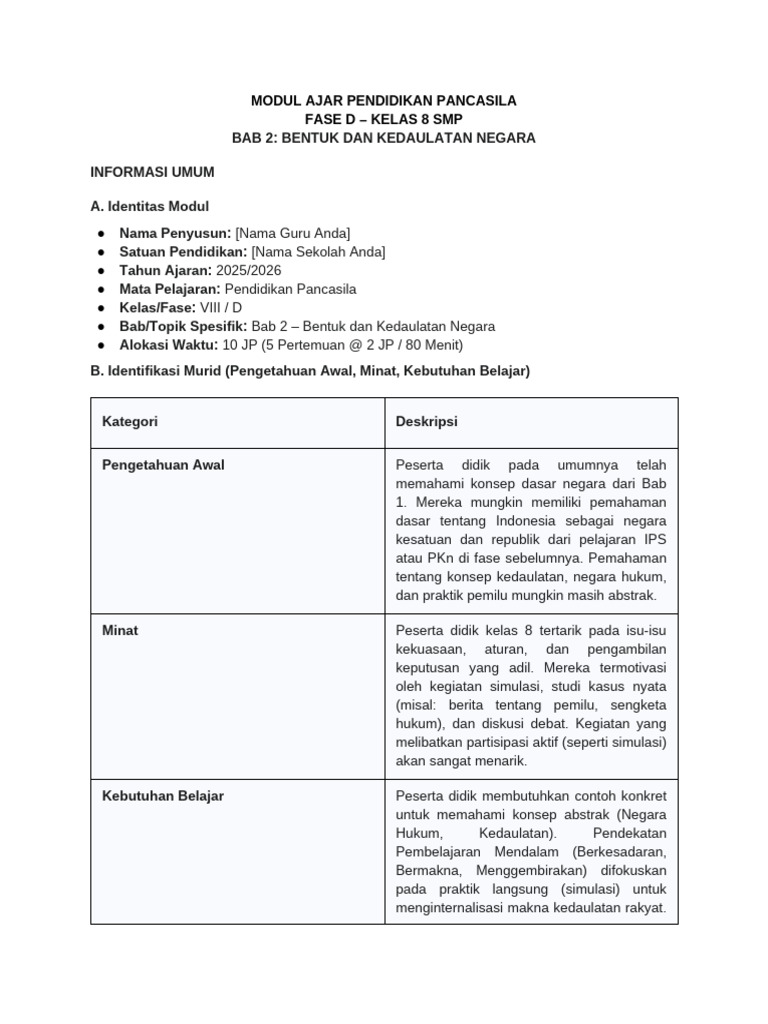 Modul Ajar Pendidikan Pancasila | PDF