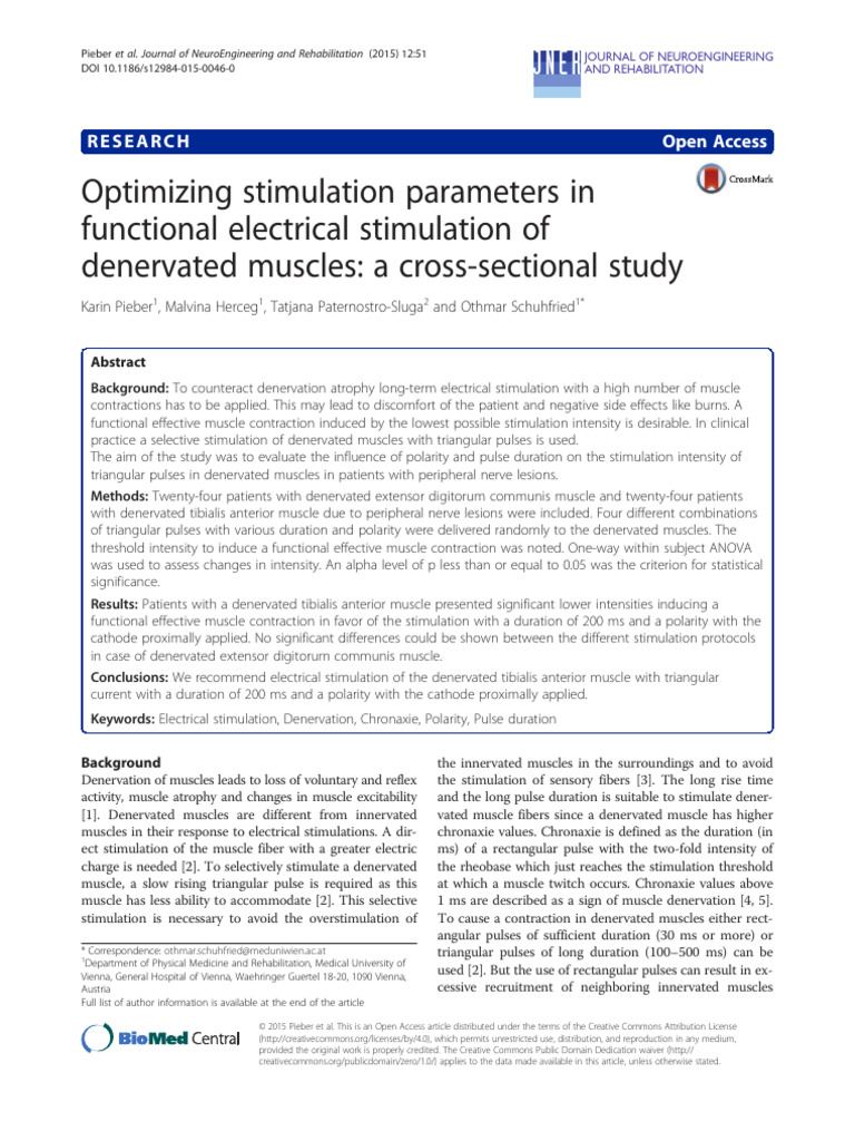 Optimizing Stimulation Parameters in Functional Electrical Stimulation ...
