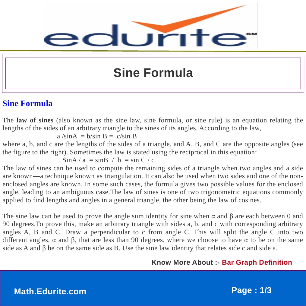 Sine Formula | PDF | Science & Mathematics