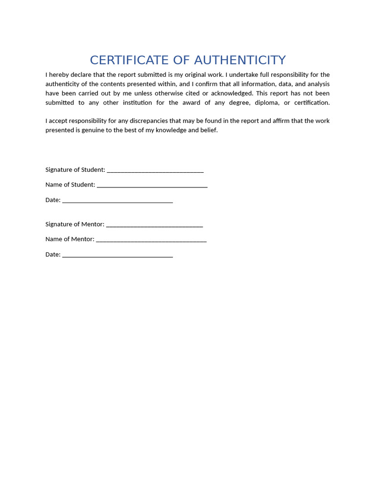 Certificate of Authenticity | PDF