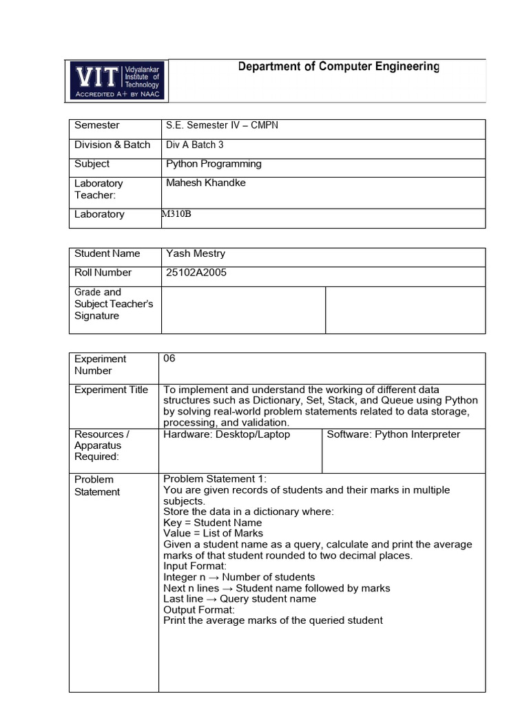 25102A2005 06 Python | PDF | Queue (Abstract Data Type) | Computer ...