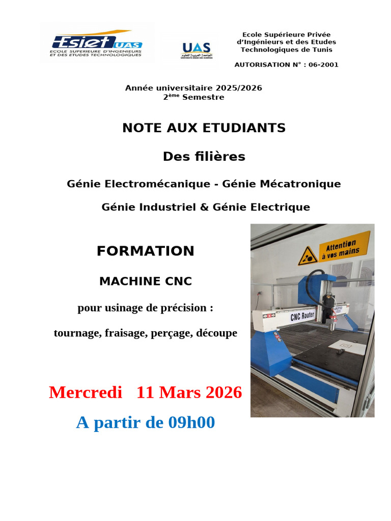 Note Etud Formation CNC 11-03-2026 | PDF