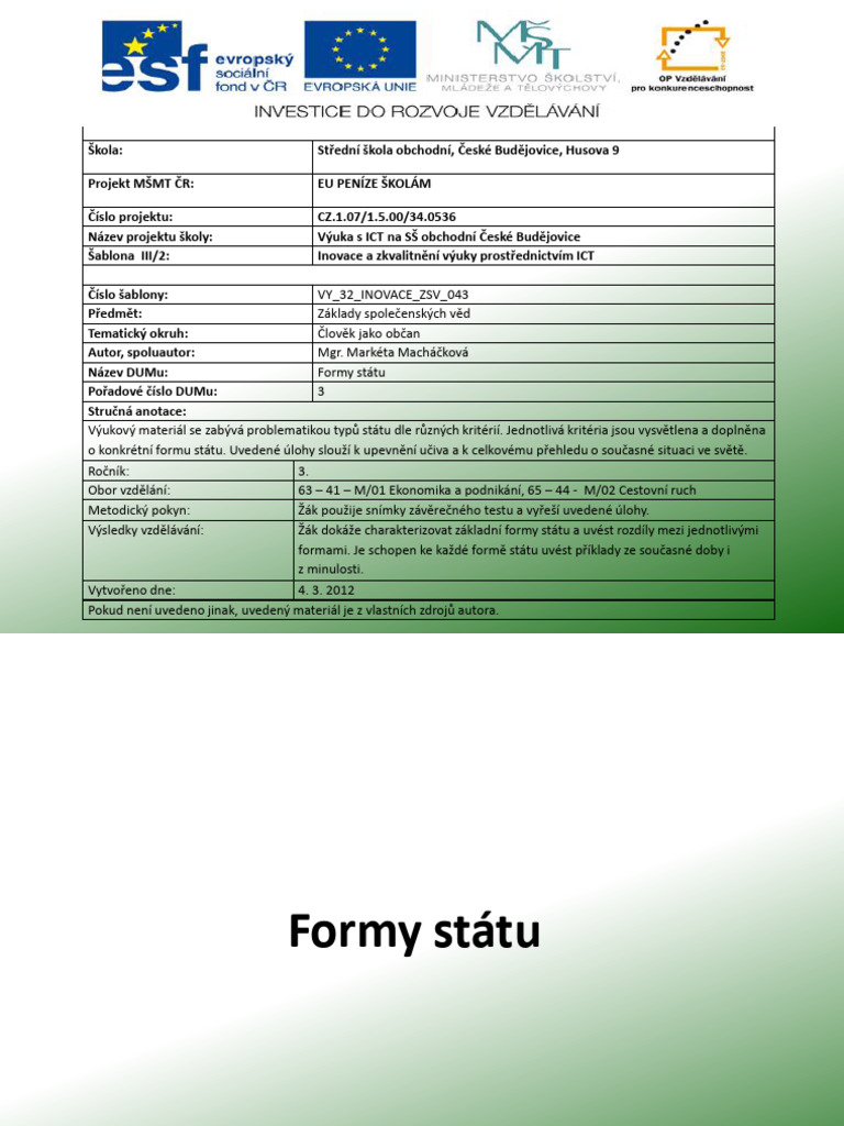 3 formy státu | PDF