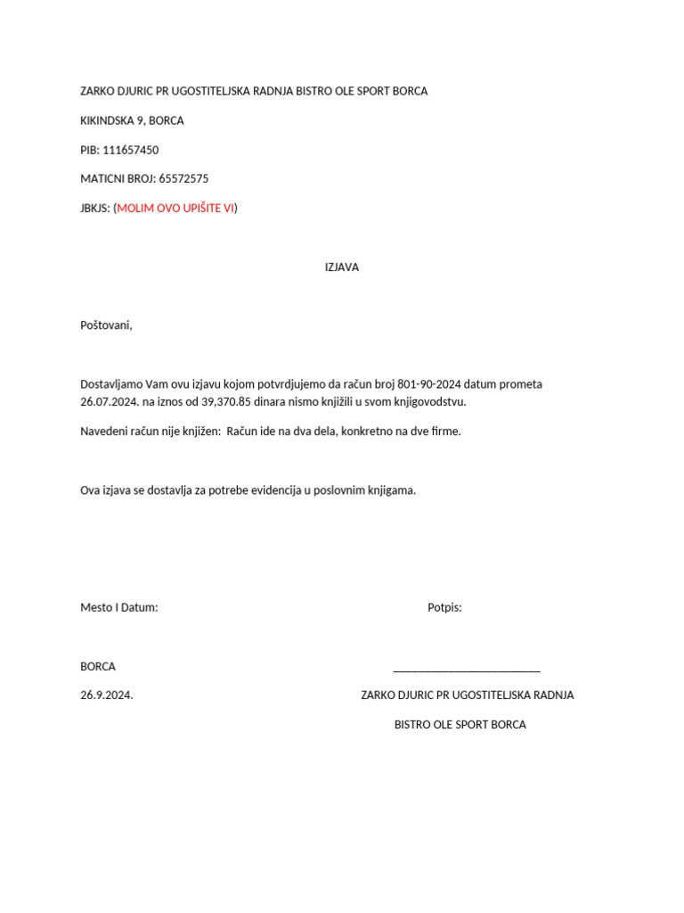 IZJAVA | PDF