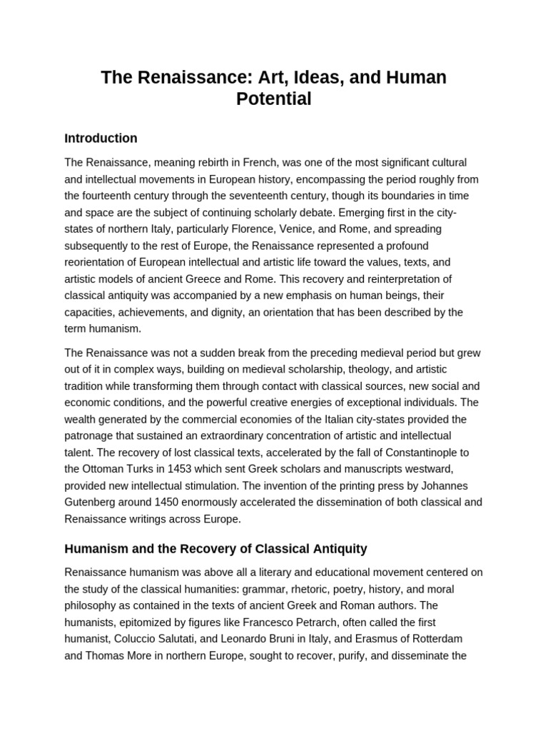 Doc12 The Renaissance Art Ideas and Human P | PDF | Renaissance | Humanism