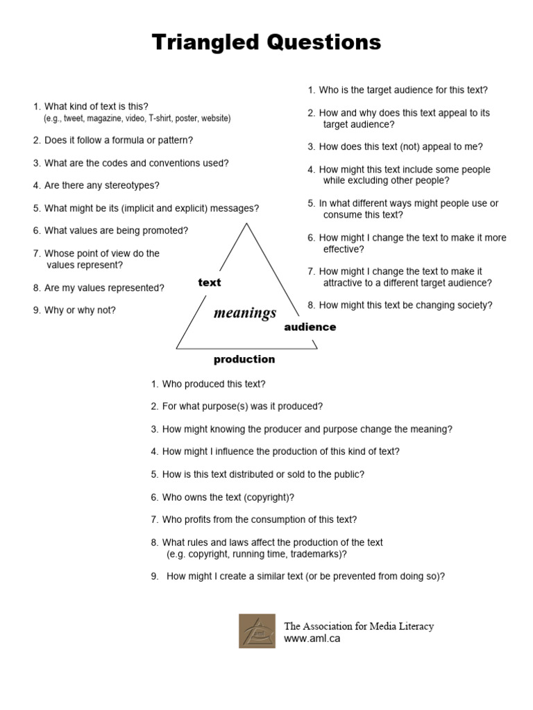 Media Literacy Triangle With Questions | PDF | Chess Openings | Chess ...