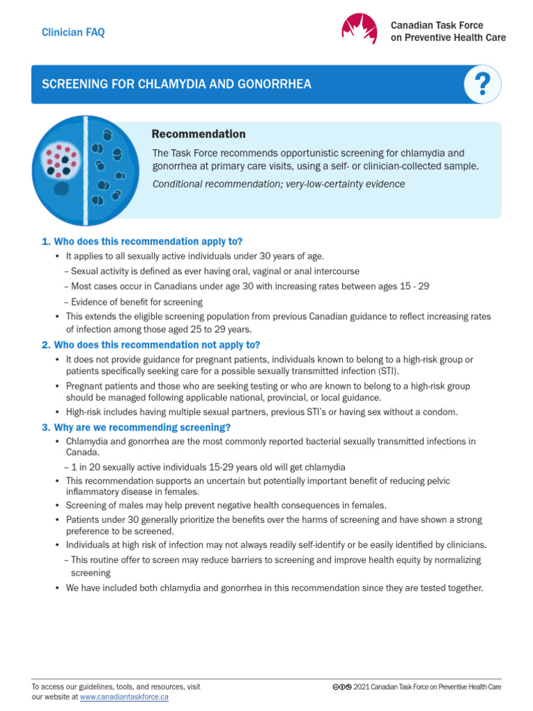 CTFPHC Chlamydia&Gonorrhea (2021) Guideline Tools en | PDF | Sexually ...