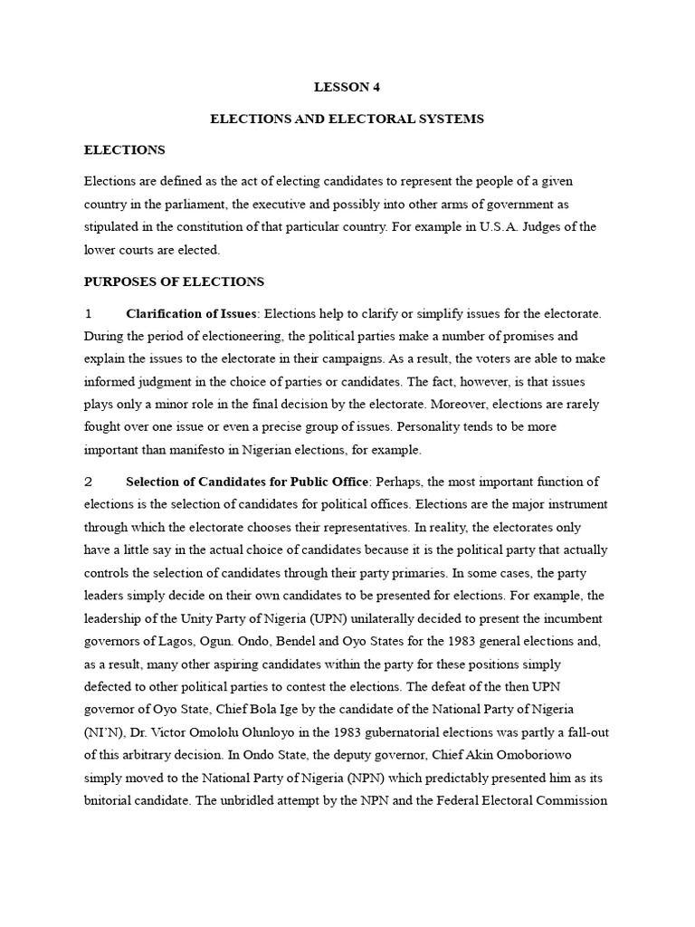 Topic 4 - Elections and Electoral Systems | PDF | Elections | Voting