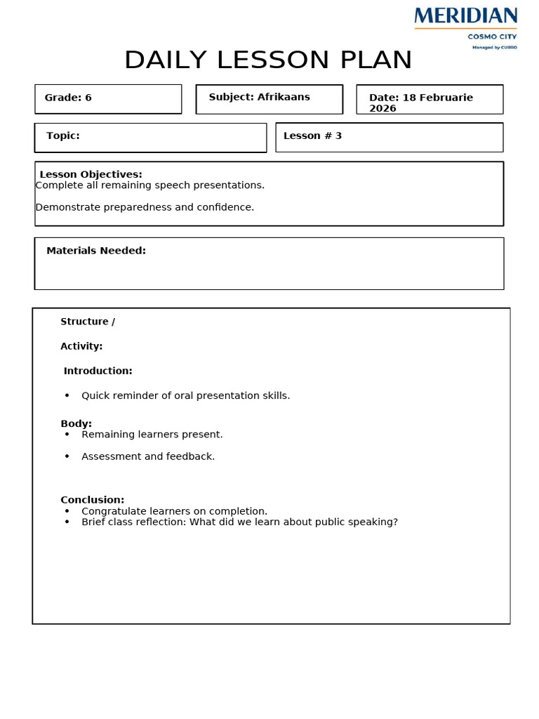 Daily Lesson Plan 18 Feb | PDF