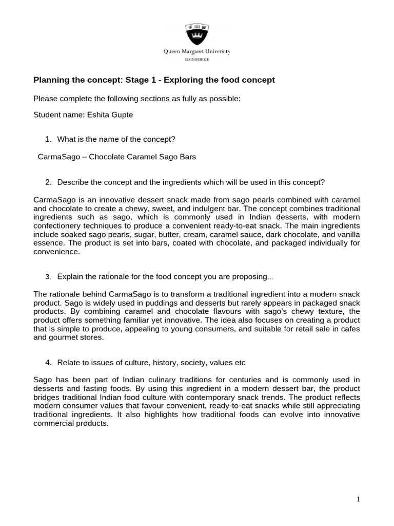 Stages For Concept Development | PDF | Caramel | Desserts