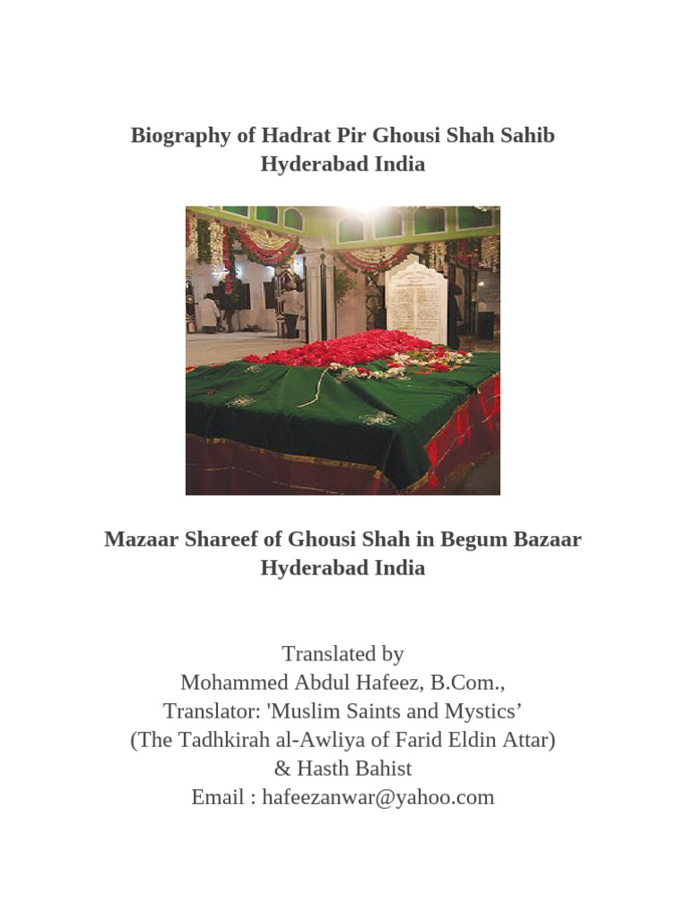 Biography of Hadrat Pir Ghousi Shah Sahib Hyderabad India | PDF ...