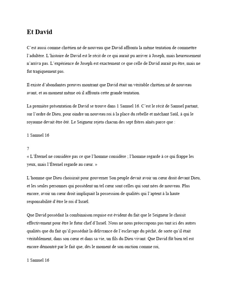Le Reveil Et La Reforme Dans La Vie de David | PDF