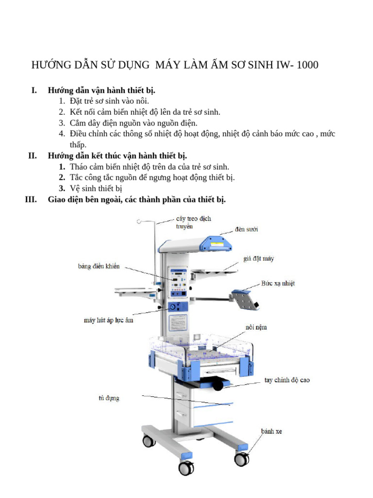 HDSD Máy Sư I Sơ Sinh IW 1000 | PDF