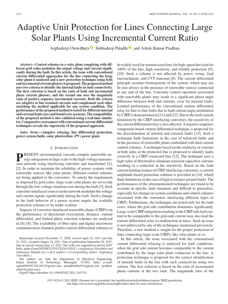 5 Adaptive Unit Protection For Lines Connecting Large Solar Plants ...