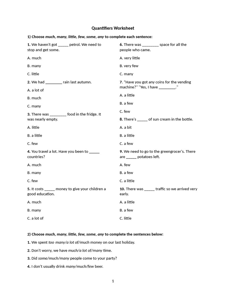 QuantifiersWorksheet B1 | PDF | Chess Theory | Chess