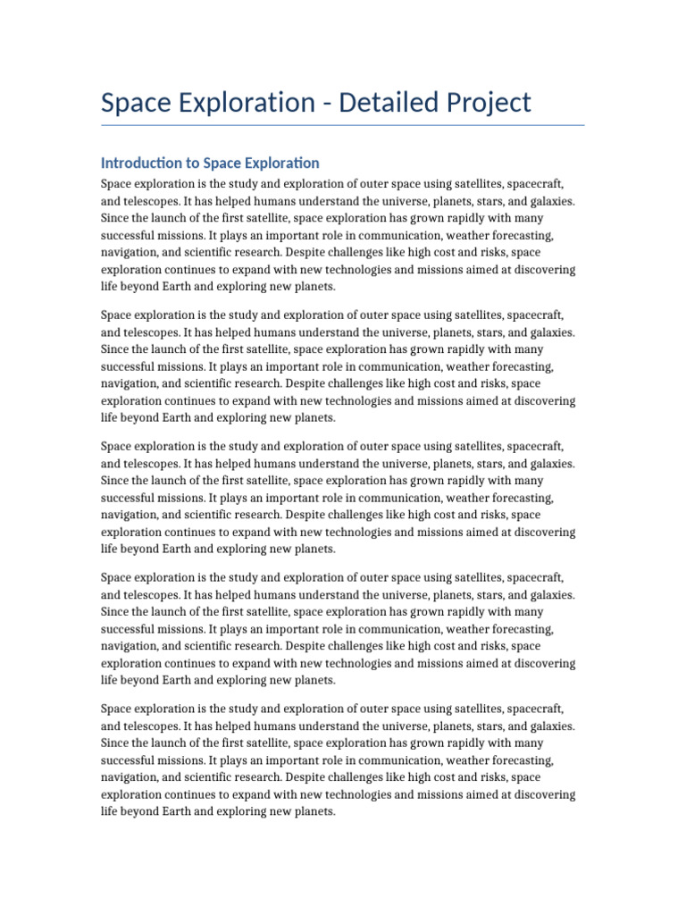 Space Exploration Project-1 | PDF | Space Exploration | Outer Space