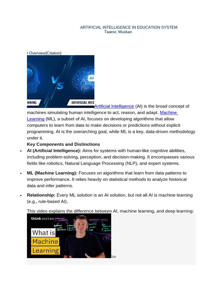 Artificial Intelligence in Education System | PDF