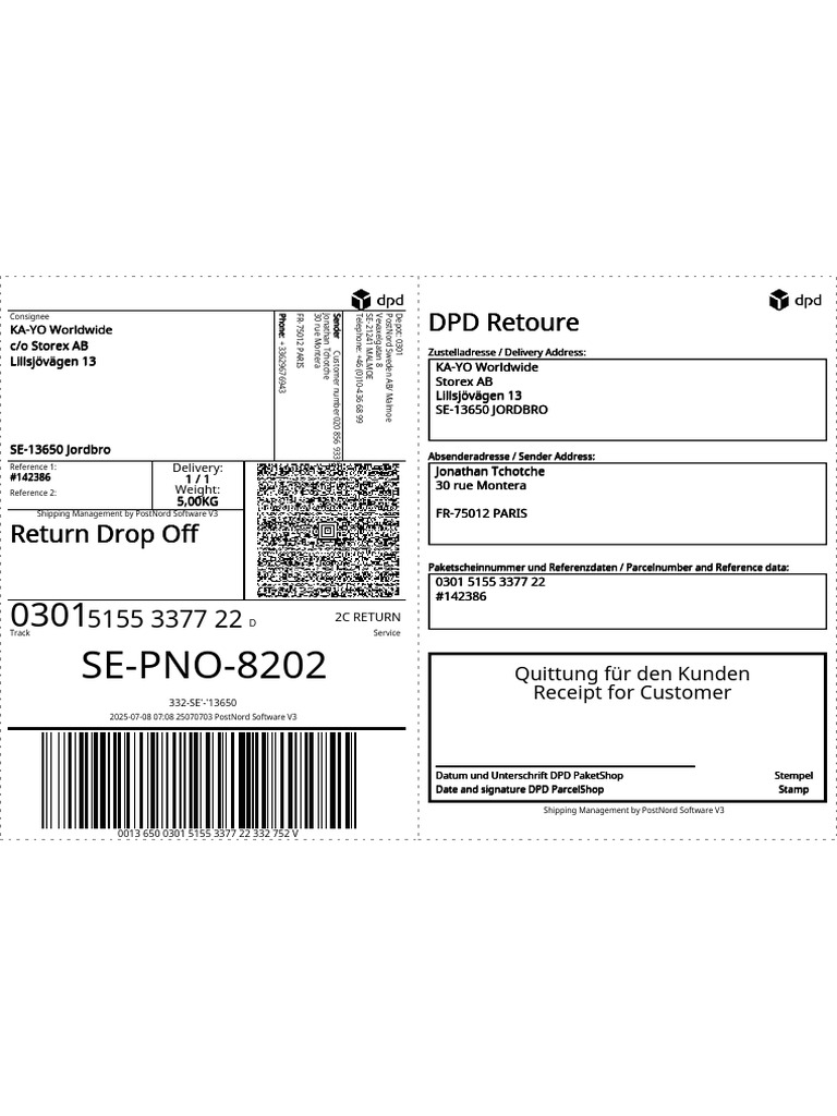 SE-PNO-8202: DPD Retoure DPD Retoure DPD Retoure | PDF | Freight ...