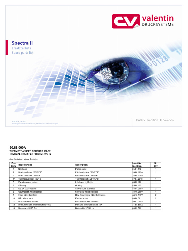 Ersatzteilliste Spectra II | PDF