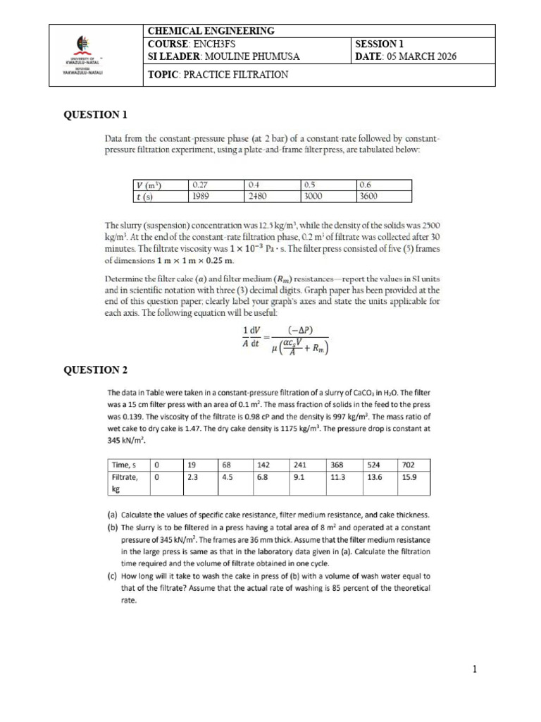 Practice Filtration Questions | PDF