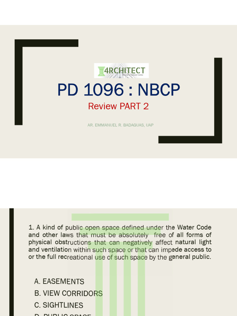 PD 1096 Review 2 | PDF | Sidewalk | Roof
