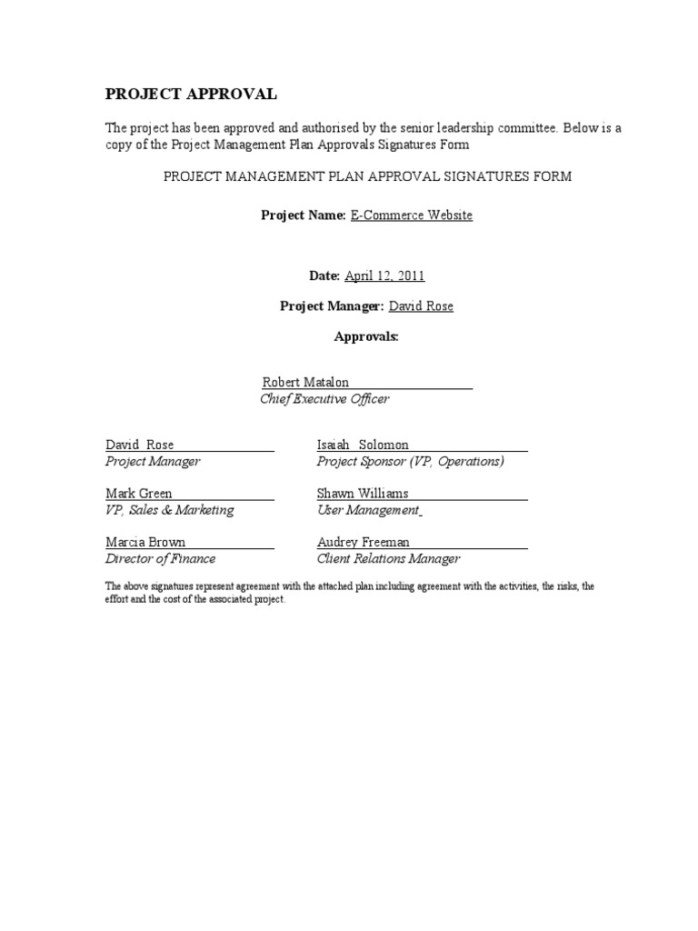 Project Approval: Project Name: E-Commerce Website | Download Free PDF ...