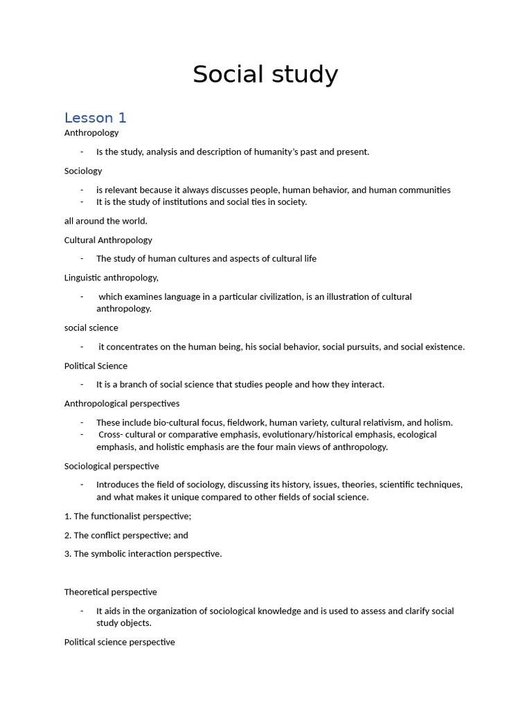 Social Study Reviewer | PDF | Social Sciences | Anthropology