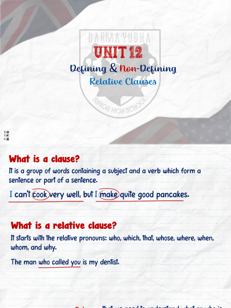 Defining & Non-Defining Relative Cause 2026 (Sharing) | PDF | Subject ...