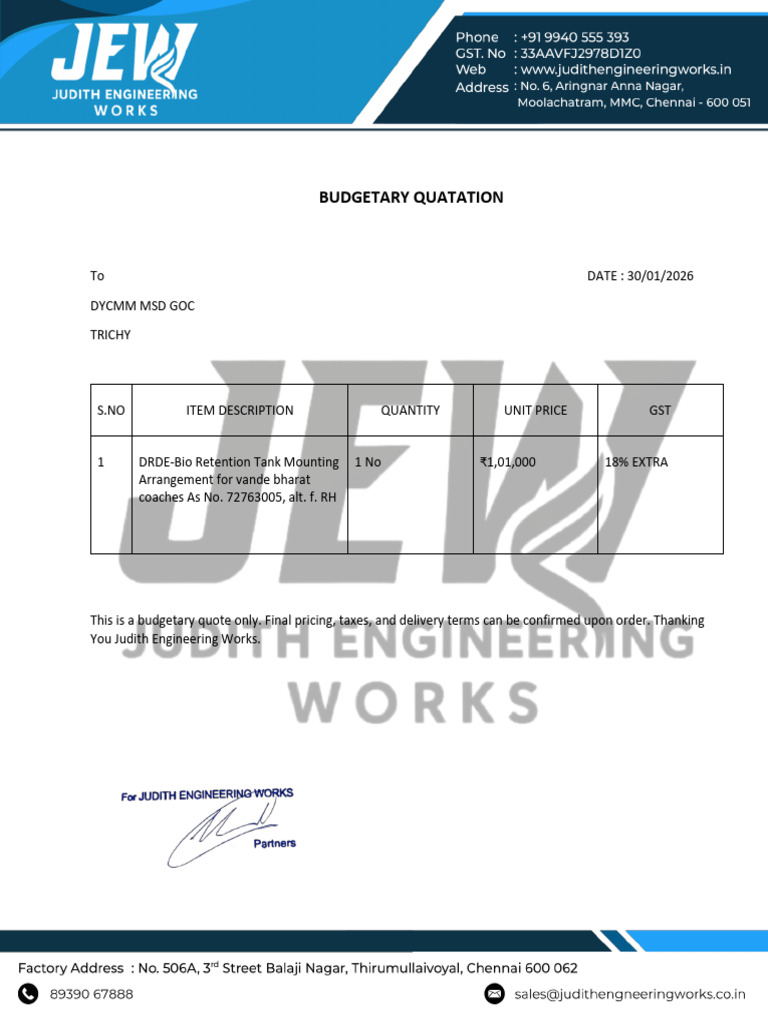 Budgetary Quatation RH | PDF