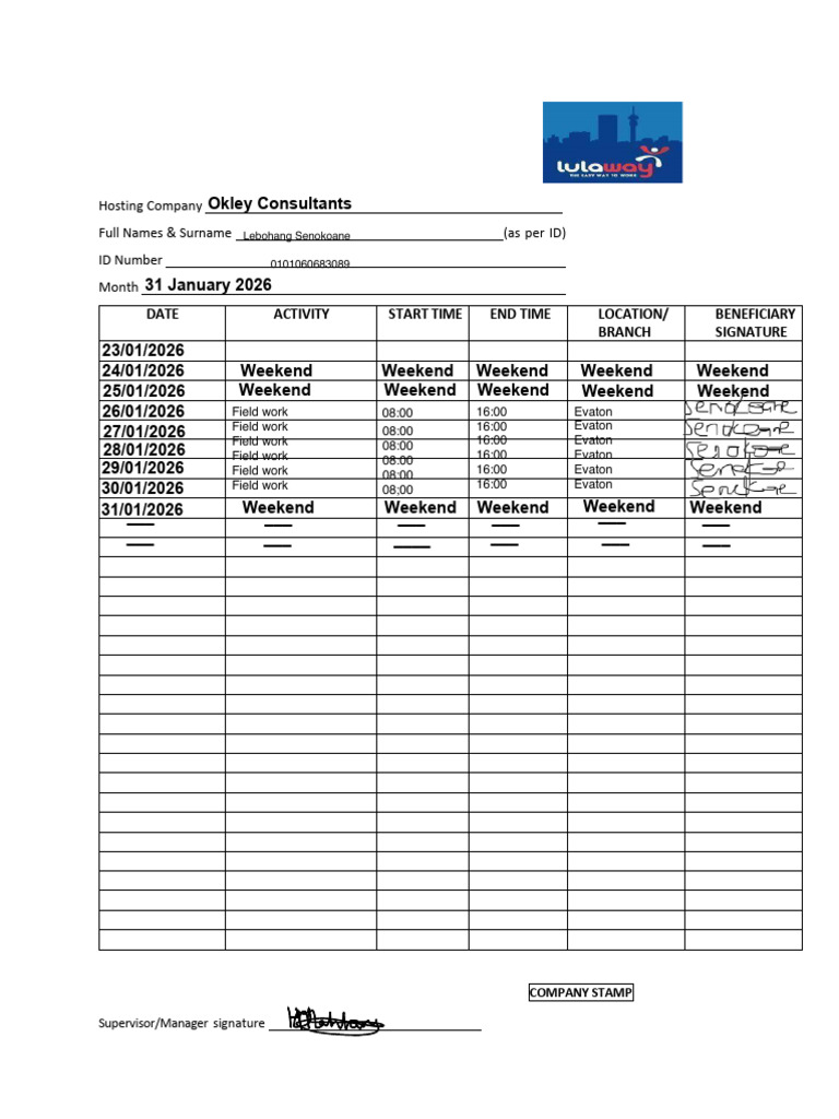 31 January Timesheet | PDF