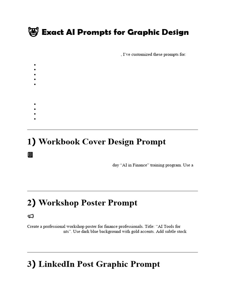 05 - Exact AI Prompts For Graphic Design | PDF | Page Layout | Typefaces