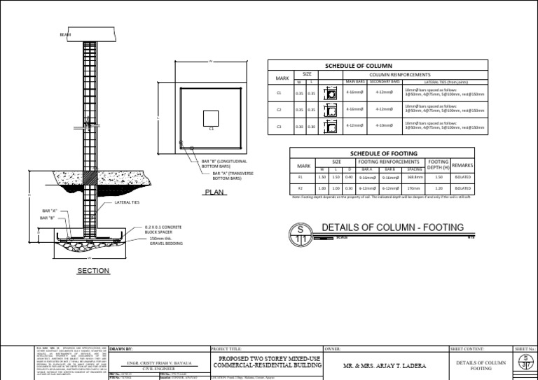 Column Footing Details | PDF | Building Engineering | Structural ...