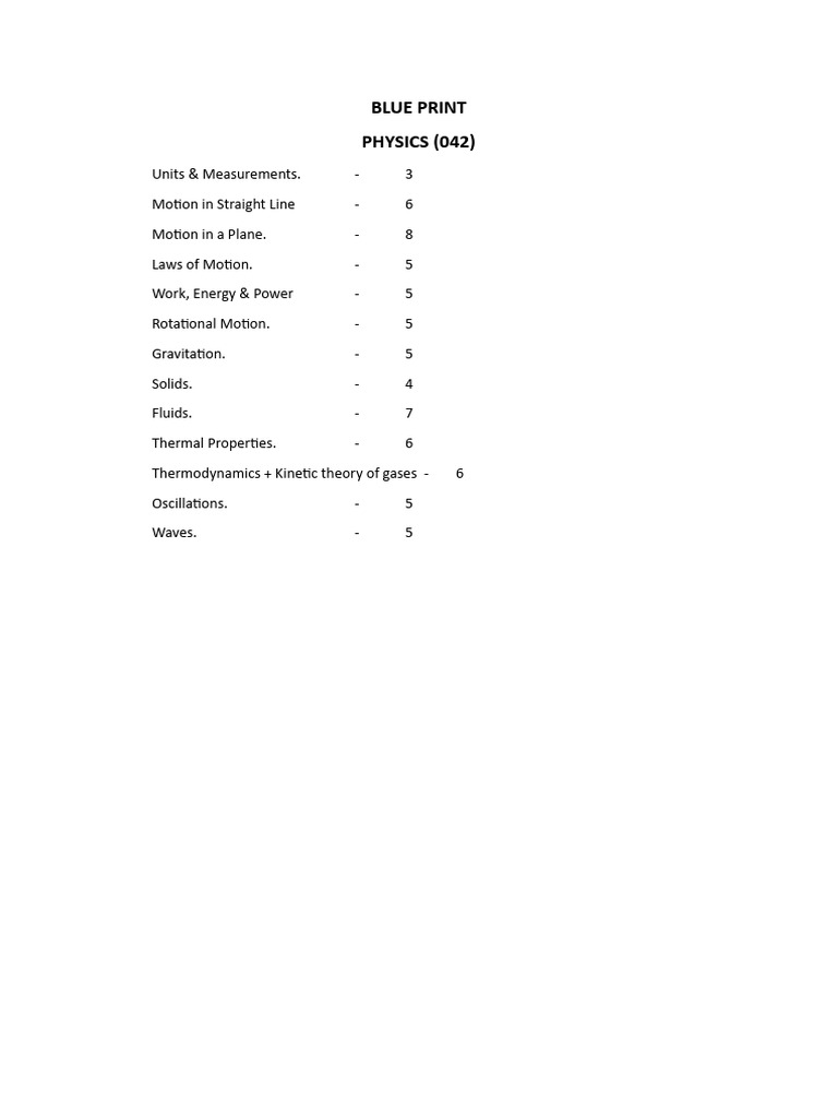 BLUE PRINT Physics 042 For 11th Class | PDF