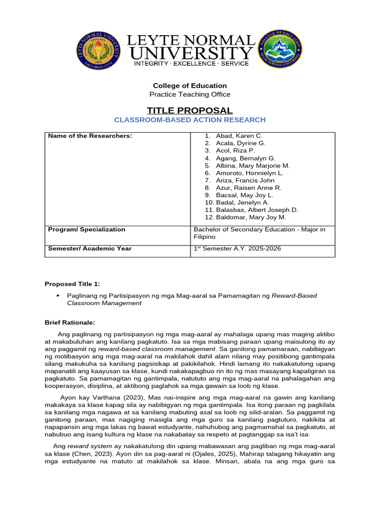 Group 1 - Cbar Title Proposal | PDF