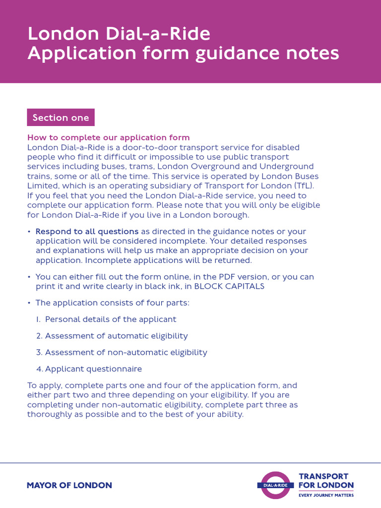 How To Fill in A Dial A Ride Application Form | PDF | Health Care ...