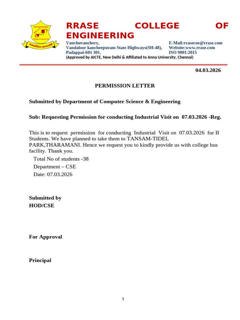 Letter For IV-CSE | PDF