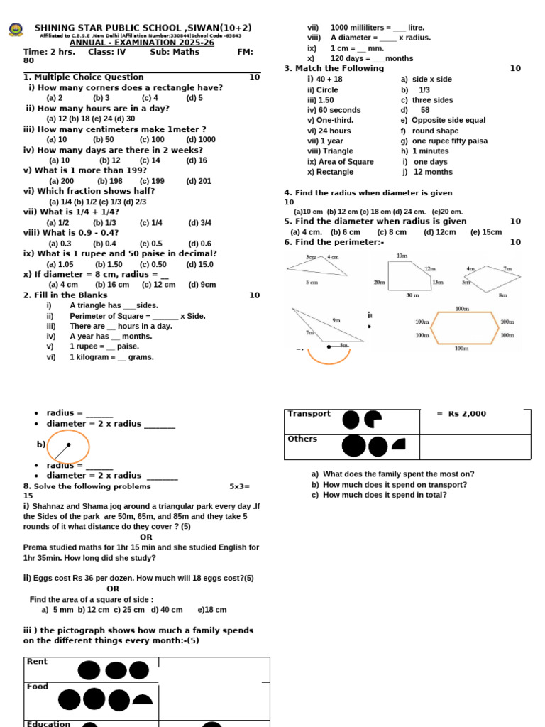Class 4 Maths CBSE | PDF | Area | Euclidean Geometry