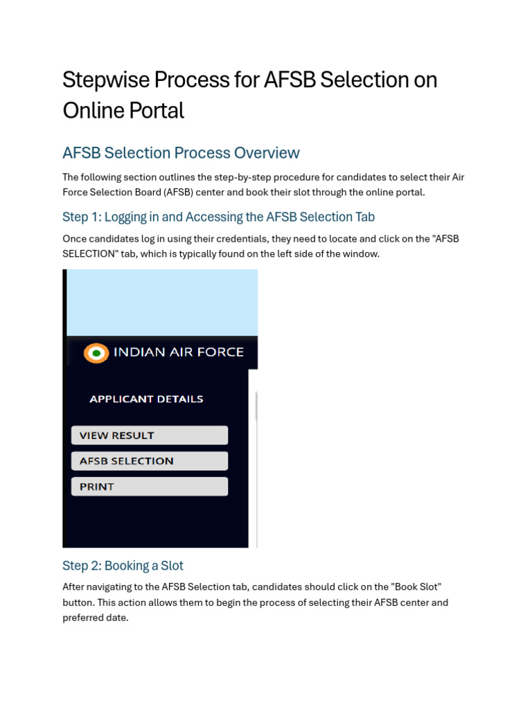 AFSB Selection Stepwise Process | PDF