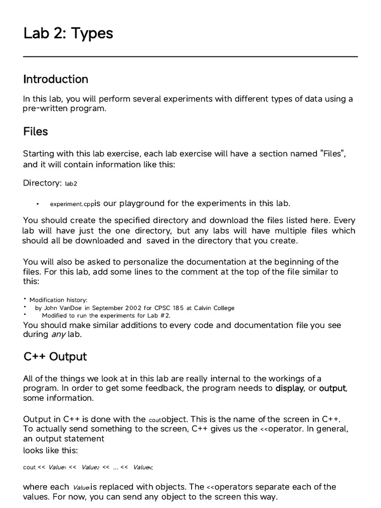 Lab02 Sheet | PDF | C++ | Computer File