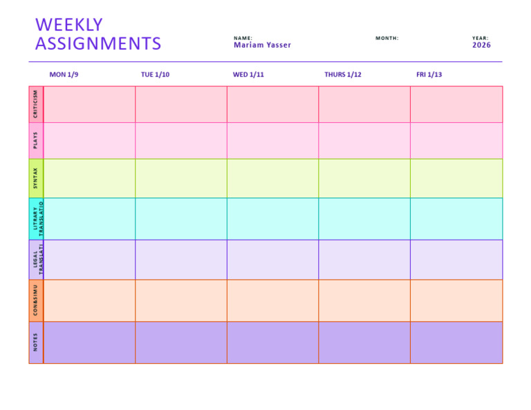 Weekly Assignments | PDF
