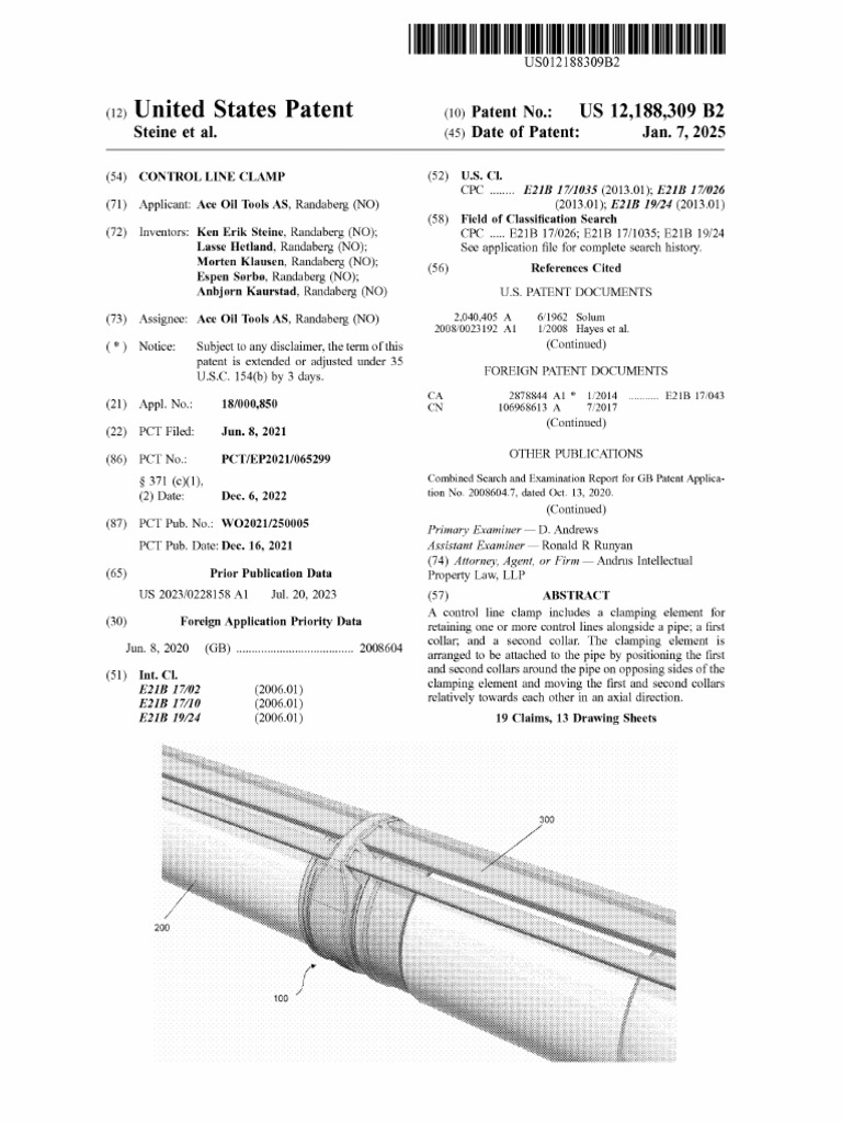 US12188309-Control Line Clamp | PDF