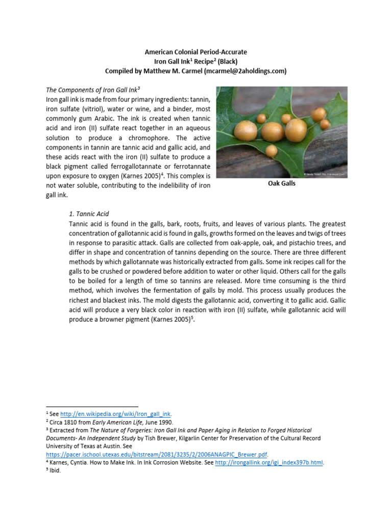American Colonial Period-Accurate Iron Gall Ink Recipe | PDF | Ink ...