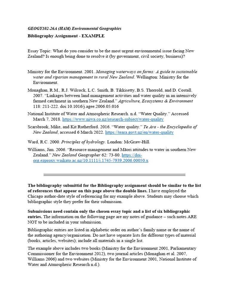 Bibliography Assignment - Example From Colin With Notes. | PDF ...