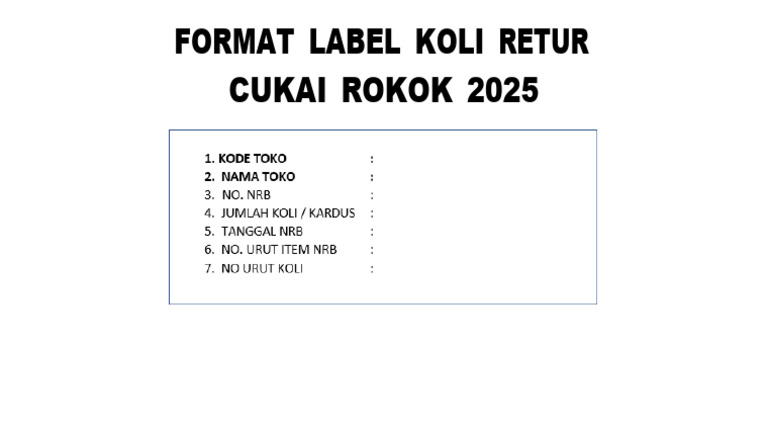 Label Retur Cukai Rokok 2025 | PDF
