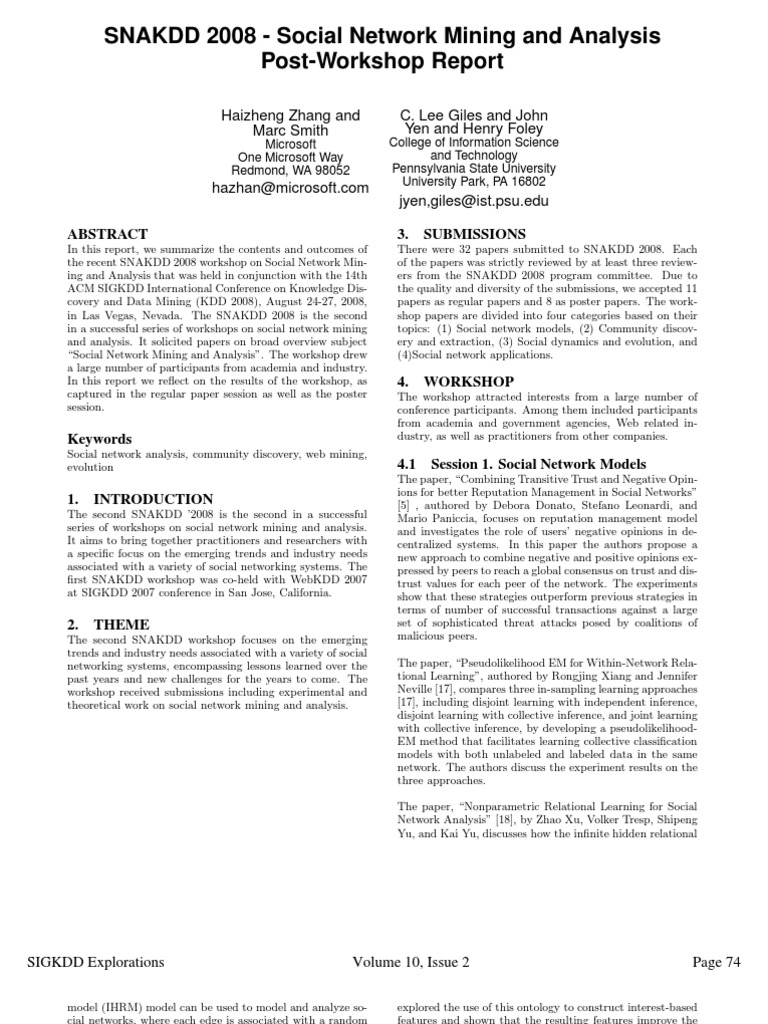 5 2008 SNAKDD2008-WR SNAKDD 2008 - Social Network Mining and Analysis ...