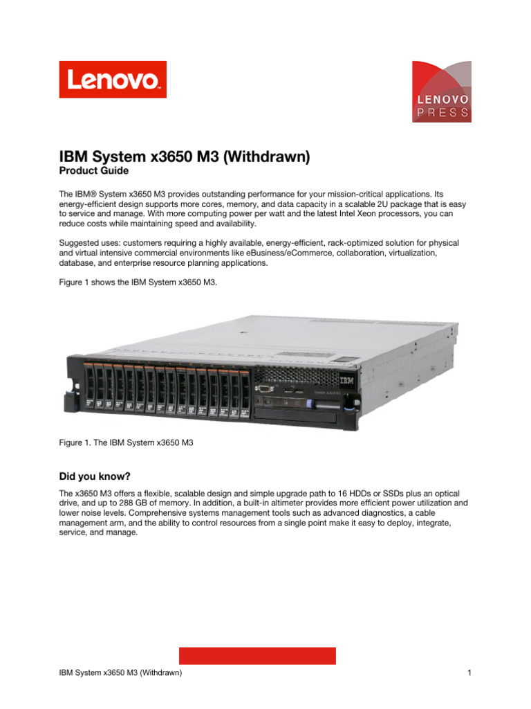 IBM System x3650 M3 (Withdrawn) : Product Guide | PDF | Solid State ...
