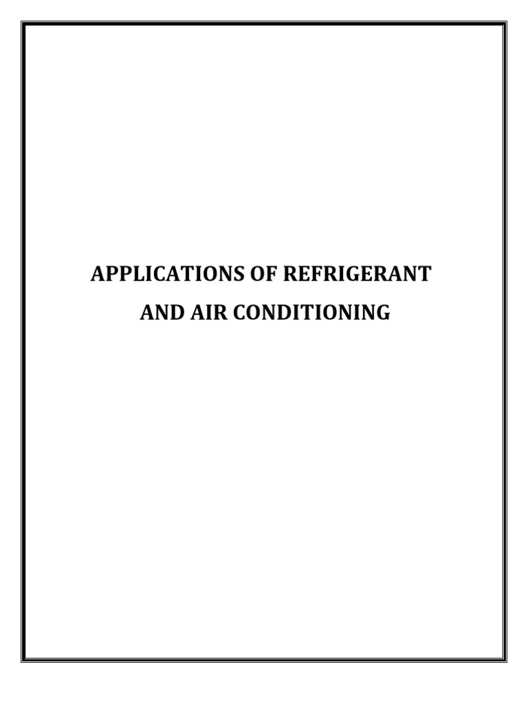 Applications of Refrigerant and Air Conditioning PDF Air