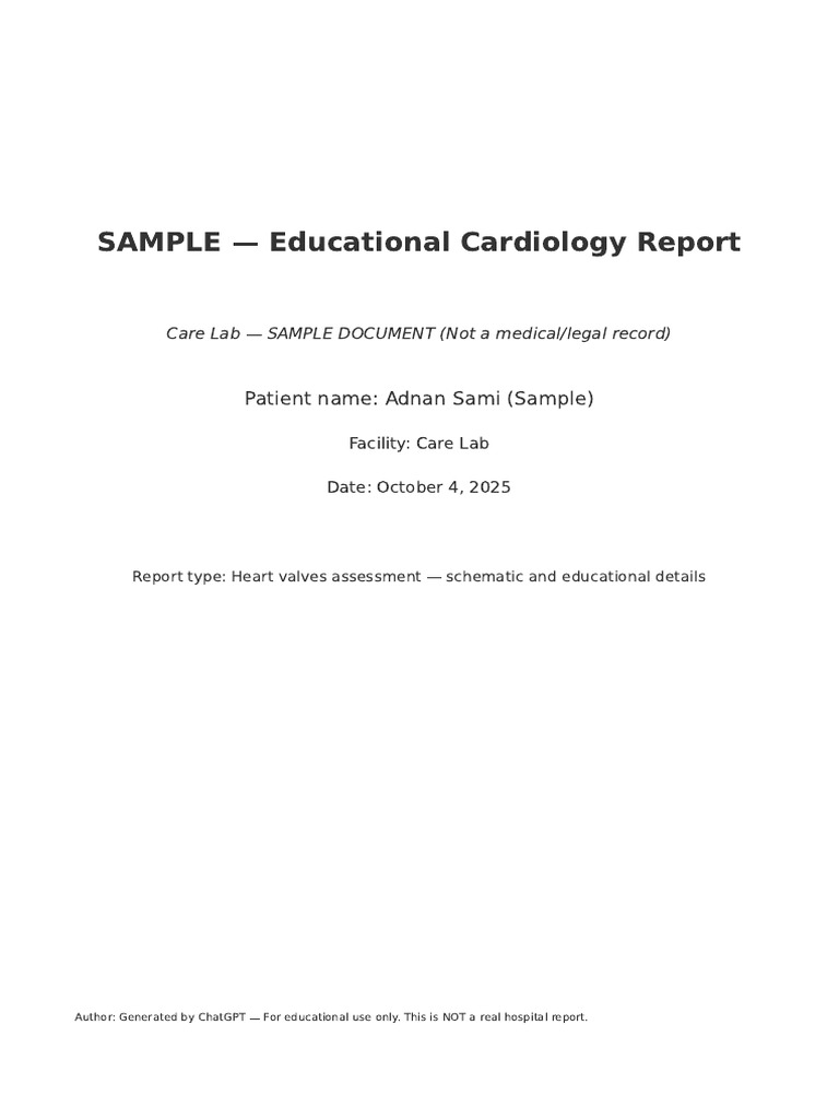 Heart Valves Sample Report CareLab Adnan Sami | PDF | Heart Valve ...