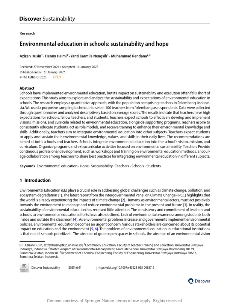 Environmental Education in Schools Sustainability | PDF ...